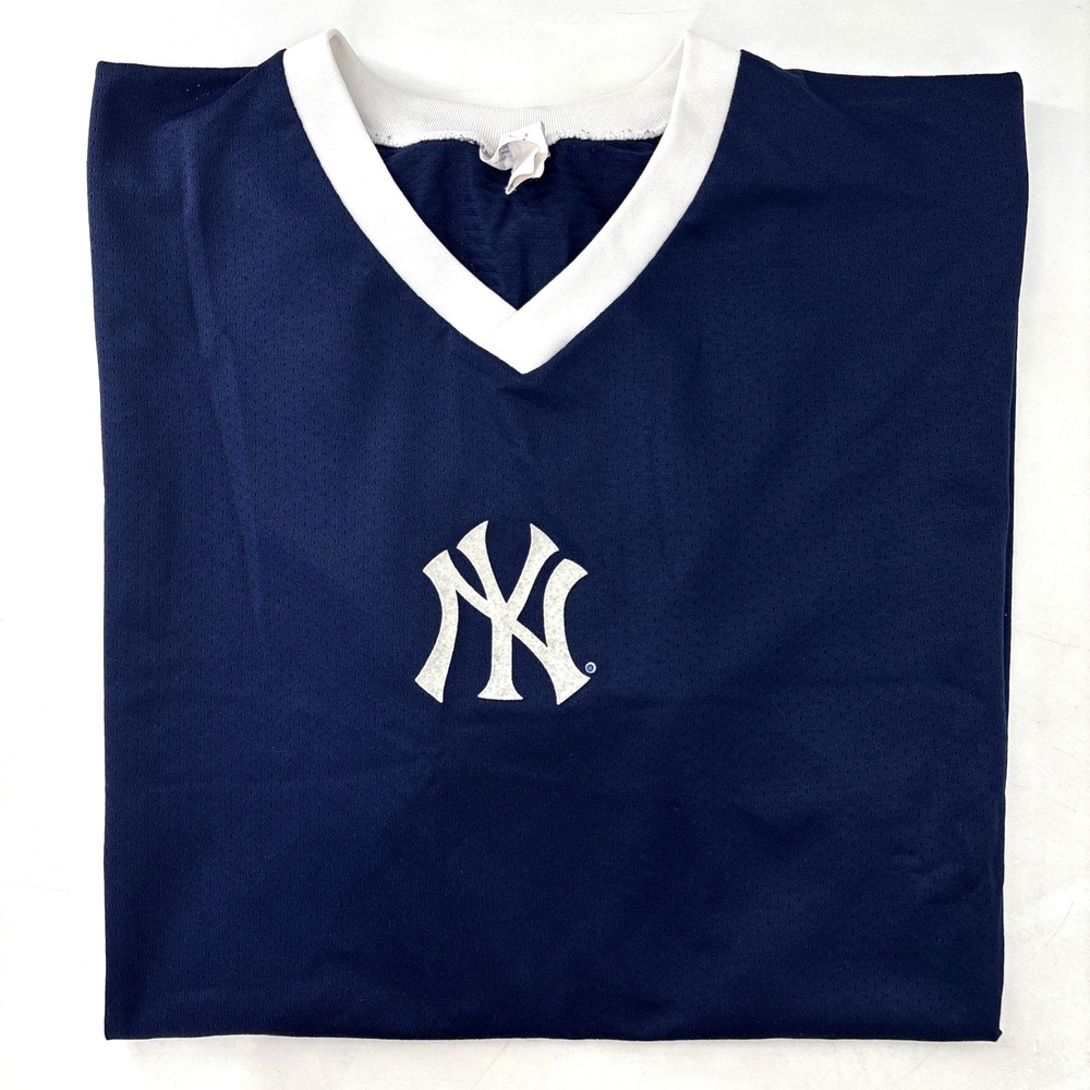 VINTAGE New York Yankees Majestic Jersey Shirt Mens 2XL Blue Mesh 80s 90s USA